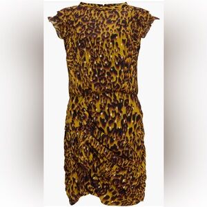 AllSaints Hali Pleated Leopard Spot Cap Sleeve Dress Women’s Size 4
